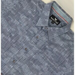 Butter Cloth Mens‎ Large Blue Camouflage Long Sleeve Button Down Shirt Flip Cuff
